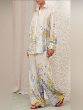 NWT $525 Zimmermann POP RELAXED PANT Size AU 1 US 6 100% SILK